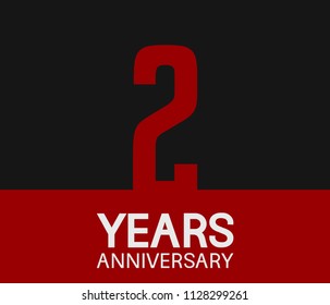2 years anniversary simple design red number on black background for celebration template