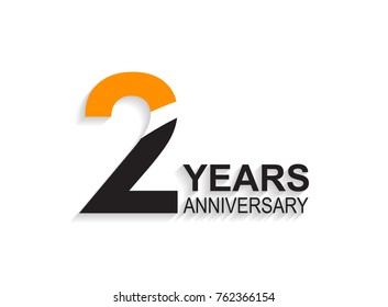2 years anniversary simple design with white slash in orange and black number for celebration event