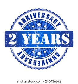 2  Years anniversary stamp.  Vector illustration.
