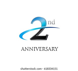 2 years anniversary Template logo with swoosh