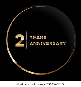 2 years anniversary, vector design for anniversary celebration with gold color on black background, simple and luxury design. logo vector template