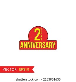 Icono vectorial de 2 años, etiqueta vectorial de 2do aniversario,Celebración creativa ve placas de diseño tipográfico.elementos gráficos de promoción abstracta ilustración vectorial.