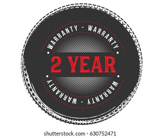 2 years black warranty label icon vector vintage grunge