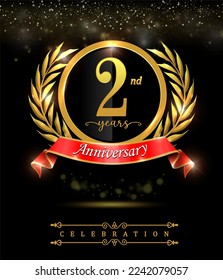 2 years celebration anniversary logo vector isolated on black background