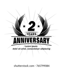 2 years design template. Anniversary vector and illustration template.