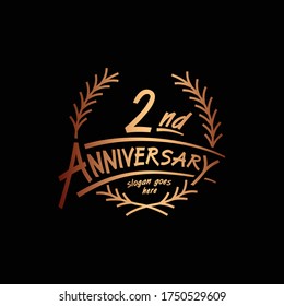 2 years design template. Vector and illustration. 2nd years logo.
