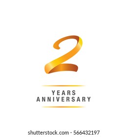 2 years golden anniversary celebration logo , isolated on white background