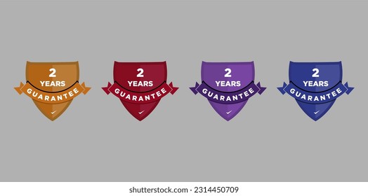 2 years guarantee logo badge with several color choices design. Trendy minimalist icon for business logo template. Vector illustration.