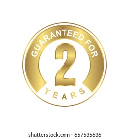 2 years guaranteed sticker with gold color icon