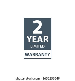 2 years limited warranty icon or label, certificate for customers, warranty stamp or sticker. vector illustration isolated on white background