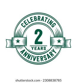 2 years logo design template. 2nd anniversary vector and illustration.