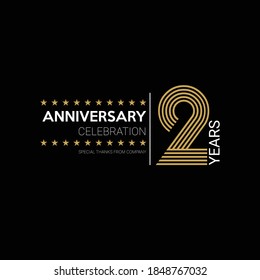 2 years old celebrating logo. happy anniversary 2th. Greetings celebrates.