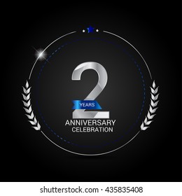 2 Years Silver anniversary logo, low poly design number
