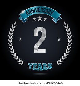 2 Years Silver anniversary logo, low poly design number