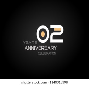 2 years simple black background with elegance white anniversary and orange, pink color accent