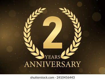 2 Years or Two Year Anniversary Logo. Anniversary Celebration Logo for Wedding, Birthday Party or Celebration. Vector Illustration.