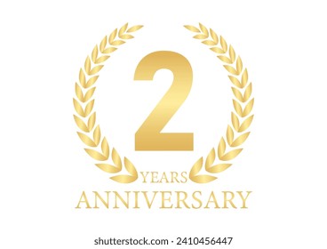 2 Years or Two Year Anniversary Logo. Anniversary Celebration Logo for Wedding, Birthday Party or Celebration. Vector Illustration.