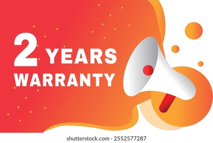 2 years warranty banner element vector illustration modern template for retail promotion. Speech bubble icon megaphone.