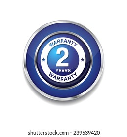 2 Years Warranty Blue Vector Icon Button