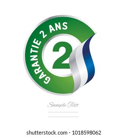 2 Years Warranty (French - Garantie 2 ans) green icon stamp vector