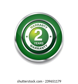 2 Years Warranty Green Vector Icon Button