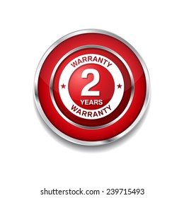2 Years Warranty Red Vector Icon Button