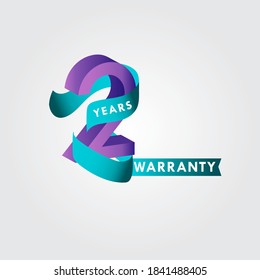 2 Years Warranty Ribbon Vector Template Design Illustration