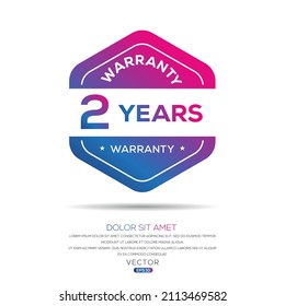 2 years warranty seal stamp, vector label.