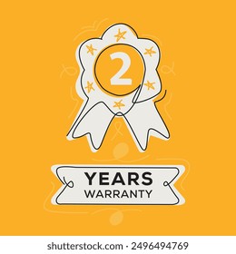 2 years warranty seal stamp, vector label.