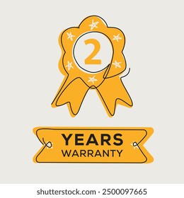 2 years warranty seal stamp, vector label.