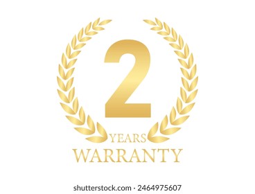 2 Years Warranty. Warranty Sign. Vector Illustration Isolated on White Background. 