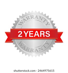 2 Years Warranty. Warranty Sign. Vector Illustration Isolated on White Background. 