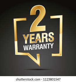 2 Years Warranty in speech brackets gold black sticker icon