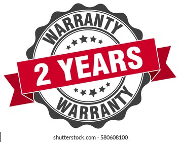 2 years warranty. stamp. sticker. seal. round grunge vintage ribbon 2 years warranty sign