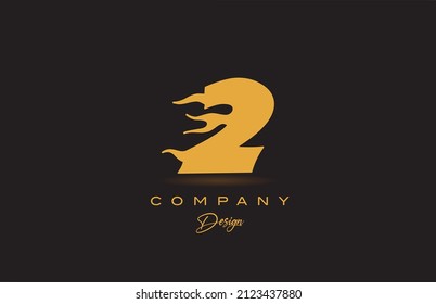 2 yellow number logo icon design. Creative template for business and company