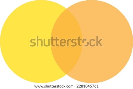 2 yellow and orange color circles background with overlap layer. For wallpaper, cover, banner, poster and placard. Abstract flat background for business card and flyer template, vector illustration 