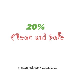 20 100% Clean  Safe sign label vector art illustration with stylish looking font and green and red color 