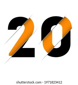 20 2 0 Number Logo Design with a Creative Cut and Black Circle Background. Creative logo design.