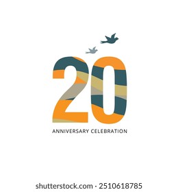 Logotipo do aniversário de 20, 20 anos, Logotipo 20, Elemento do projeto do modelo do vetor para o aniversário, convite, casamento, jubileu e ilustração do cartão de saudação.