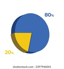 20 80 percentage 3d pie chart vector illustration eps