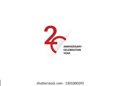 20 anniversaries, minimalist logo. 20th jubilee, greeting card. Birthday invitation. 20 year sign. Red space vector illustration on white background - Vector