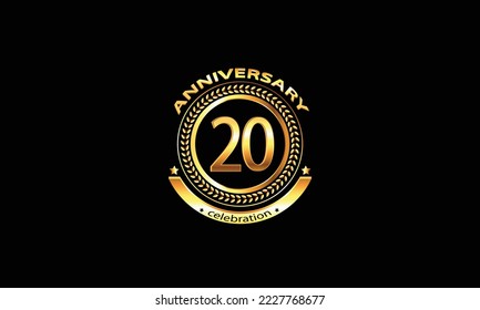 20 anniversary celebration. 20th anniversary celebration. 20 year anniversary celebration logo with black background.