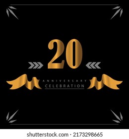 20 Anniversary celebration 3D vector template design illustration