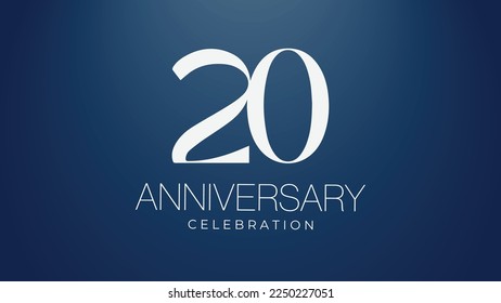 Celebración del 20 aniversario. logo blanco de la elegancia de aniversario con fondo azul.