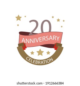 Ilustración de diseño de plantillas vectoriales de celebración de 20 años