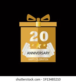 Ilustración de diseño de plantillas vectoriales de celebración de 20 años