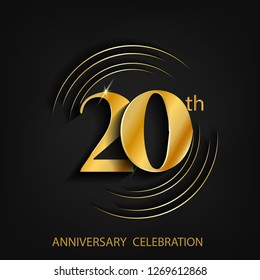 20 anniversary gold with a circle frame and a dark background, giving the impression of luxury