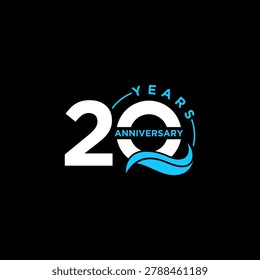20 anniversary logo design, number 20 celebration birthday logo design concept