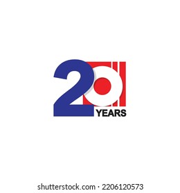 20 anniversary logo with simple flat style concept