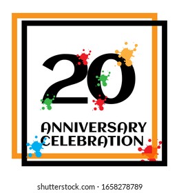 20 anniversary logo vector template. Design for banner, greeting cards or print